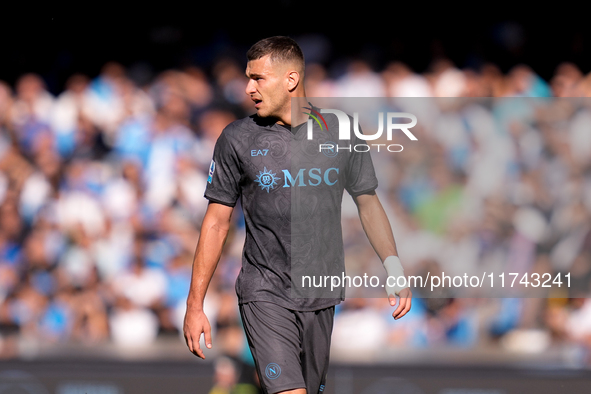 Alessandro Buongiorno of SSC Napoli looks on during the serie Serie A Enilive match between SSC Napoli and Atalanta BC at Stadio Diego Arman...