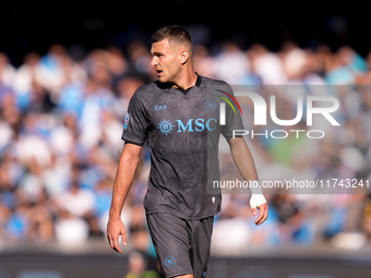 Alessandro Buongiorno of SSC Napoli looks on during the serie Serie A Enilive match between SSC Napoli and Atalanta BC at Stadio Diego Arman...