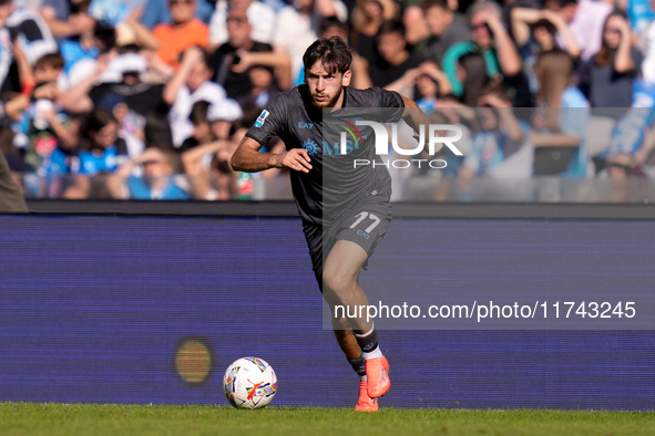 Khvicha Kvaratskhelia of SSC Napoli during the serie Serie A Enilive match between SSC Napoli and Atalanta BC at Stadio Diego Armando Marado...