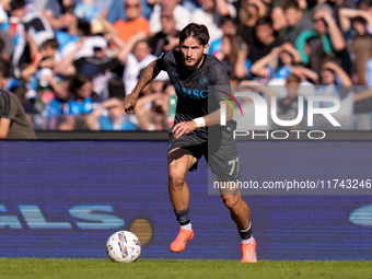 Khvicha Kvaratskhelia of SSC Napoli during the serie Serie A Enilive match between SSC Napoli and Atalanta BC at Stadio Diego Armando Marado...