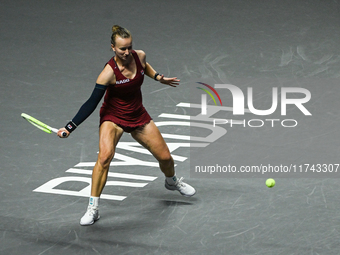 RIYADH, SAUDI ARABIA - NOVEMBER 05: Barbora Krejcikova of Czech Republic during her match against Jessica Pegula of USA, on day 4 of the 202...