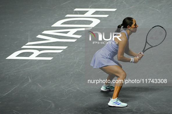 RIYADH, SAUDI ARABIA - NOVEMBER 05: Jessica Pegula of USA during her match against Barbora Krejcikova of Czech Republic, on day 4 of the 202...