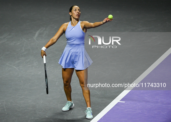 RIYADH, SAUDI ARABIA - NOVEMBER 05: Jessica Pegula of USA during her match against Barbora Krejcikova of Czech Republic, on day 4 of the 202...