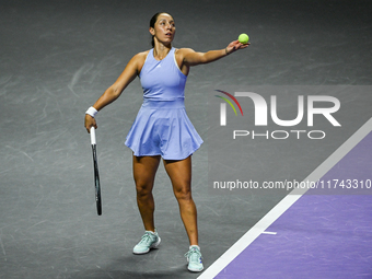 RIYADH, SAUDI ARABIA - NOVEMBER 05: Jessica Pegula of USA during her match against Barbora Krejcikova of Czech Republic, on day 4 of the 202...