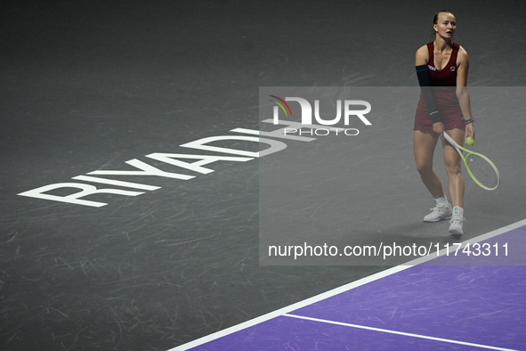 RIYADH, SAUDI ARABIA - NOVEMBER 05: Barbora Krejcikova of Czech Republic during her match against Jessica Pegula of USA, on day 4 of the 202...