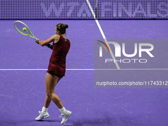 RIYADH, SAUDI ARABIA - NOVEMBER 05: Barbora Krejcikova of Czech Republic during her match against Jessica Pegula of USA, on day 4 of the 202...