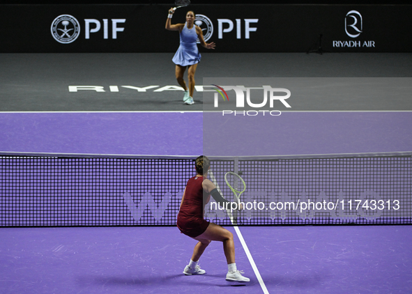 RIYADH, SAUDI ARABIA - NOVEMBER 05: Jessica Pegula of USA during her match against Barbora Krejcikova of Czech Republic, on day 4 of the 202...