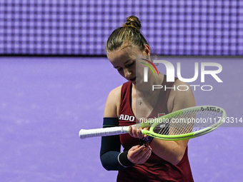 RIYADH, SAUDI ARABIA - NOVEMBER 05: Barbora Krejcikova of Czech Republic during her match against Jessica Pegula of USA, on day 4 of the 202...