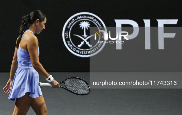 RIYADH, SAUDI ARABIA - NOVEMBER 05: Jessica Pegula of USA arrives ahead of her match against Barbora Krejcikova of Czech Republic, on day 4...