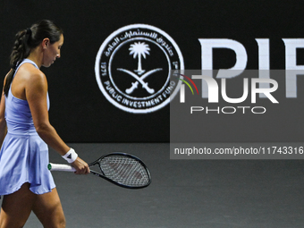 RIYADH, SAUDI ARABIA - NOVEMBER 05: Jessica Pegula of USA arrives ahead of her match against Barbora Krejcikova of Czech Republic, on day 4...