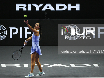 RIYADH, SAUDI ARABIA - NOVEMBER 05: Jessica Pegula of USA arrives ahead of her match against Barbora Krejcikova of Czech Republic, on day 4...