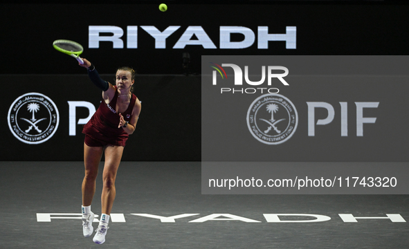 RIYADH, SAUDI ARABIA - NOVEMBER 05: Barbora Krejcikova of Czech Republic during her match against Jessica Pegula of USA, on day 4 of the 202...