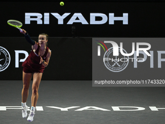 RIYADH, SAUDI ARABIA - NOVEMBER 05: Barbora Krejcikova of Czech Republic during her match against Jessica Pegula of USA, on day 4 of the 202...