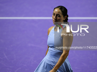 RIYADH, SAUDI ARABIA - NOVEMBER 05: Jessica Pegula of USA during her match against Barbora Krejcikova of Czech Republic, on day 4 of the 202...