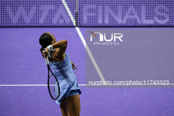 RIYADH, SAUDI ARABIA - NOVEMBER 05: Jessica Pegula of USA during her match against Barbora Krejcikova of Czech Republic, on day 4 of the 202...