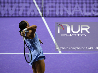 RIYADH, SAUDI ARABIA - NOVEMBER 05: Jessica Pegula of USA during her match against Barbora Krejcikova of Czech Republic, on day 4 of the 202...