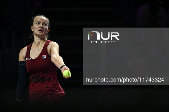 RIYADH, SAUDI ARABIA - NOVEMBER 05: Barbora Krejcikova of Czech Republic during her match against Jessica Pegula of USA, on day 4 of the 202...