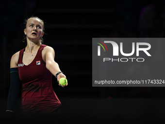 RIYADH, SAUDI ARABIA - NOVEMBER 05: Barbora Krejcikova of Czech Republic during her match against Jessica Pegula of USA, on day 4 of the 202...