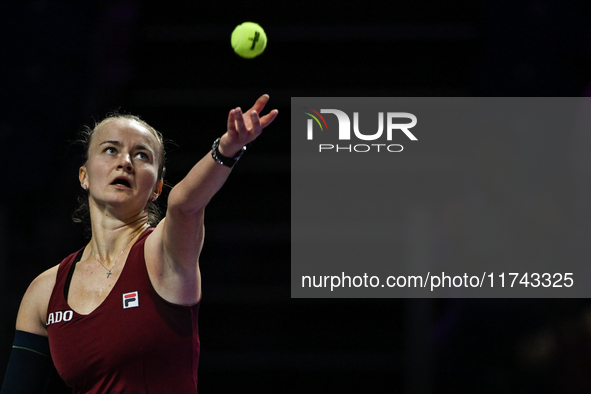 RIYADH, SAUDI ARABIA - NOVEMBER 05: Barbora Krejcikova of Czech Republic during her match against Jessica Pegula of USA, on day 4 of the 202...