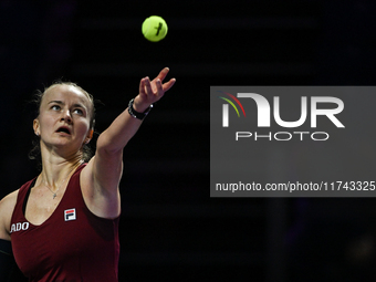 RIYADH, SAUDI ARABIA - NOVEMBER 05: Barbora Krejcikova of Czech Republic during her match against Jessica Pegula of USA, on day 4 of the 202...