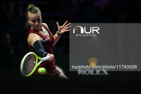 RIYADH, SAUDI ARABIA - NOVEMBER 05: Barbora Krejcikova of Czech Republic during her match against Jessica Pegula of USA, on day 4 of the 202...