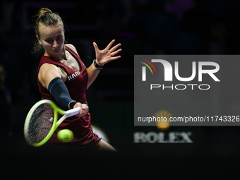 RIYADH, SAUDI ARABIA - NOVEMBER 05: Barbora Krejcikova of Czech Republic during her match against Jessica Pegula of USA, on day 4 of the 202...