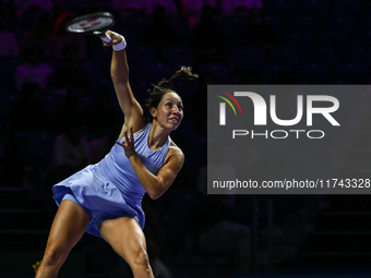 RIYADH, SAUDI ARABIA - NOVEMBER 05: Jessica Pegula of USA during her match against Barbora Krejcikova of Czech Republic, on day 4 of the 202...