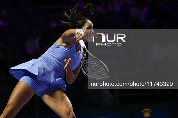 RIYADH, SAUDI ARABIA - NOVEMBER 05: Jessica Pegula of USA during her match against Barbora Krejcikova of Czech Republic, on day 4 of the 202...