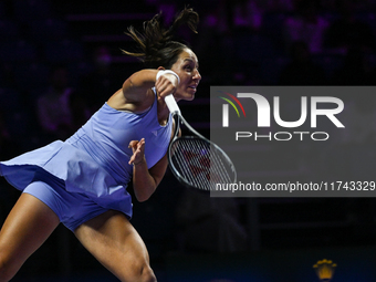 RIYADH, SAUDI ARABIA - NOVEMBER 05: Jessica Pegula of USA during her match against Barbora Krejcikova of Czech Republic, on day 4 of the 202...