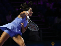 RIYADH, SAUDI ARABIA - NOVEMBER 05: Jessica Pegula of USA during her match against Barbora Krejcikova of Czech Republic, on day 4 of the 202...