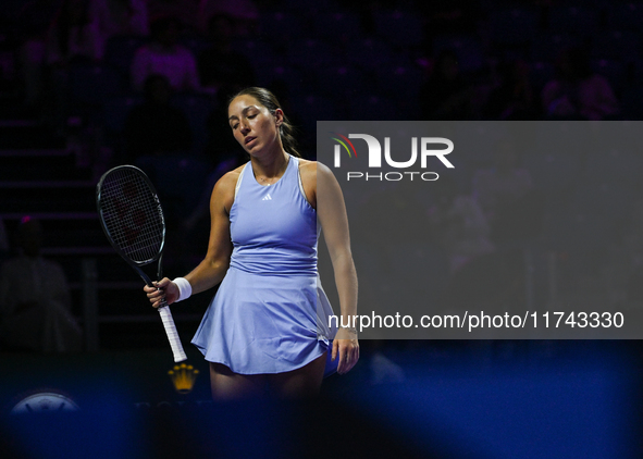 RIYADH, SAUDI ARABIA - NOVEMBER 05: Jessica Pegula of USA during her match against Barbora Krejcikova of Czech Republic, on day 4 of the 202...