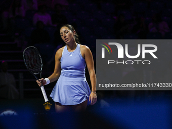 RIYADH, SAUDI ARABIA - NOVEMBER 05: Jessica Pegula of USA during her match against Barbora Krejcikova of Czech Republic, on day 4 of the 202...