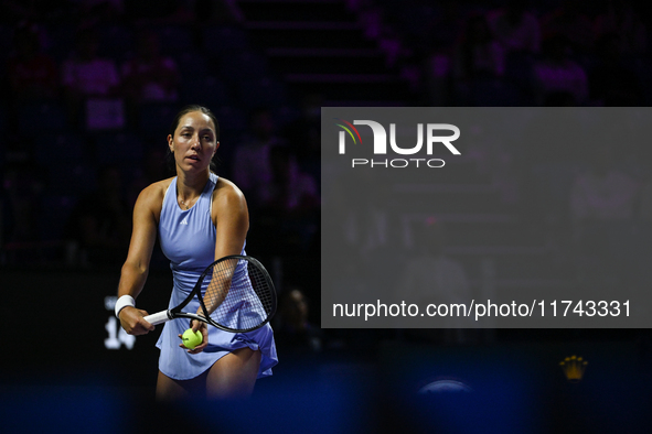 RIYADH, SAUDI ARABIA - NOVEMBER 05: Jessica Pegula of USA during her match against Barbora Krejcikova of Czech Republic, on day 4 of the 202...