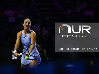 RIYADH, SAUDI ARABIA - NOVEMBER 05: Jessica Pegula of USA during her match against Barbora Krejcikova of Czech Republic, on day 4 of the 202...