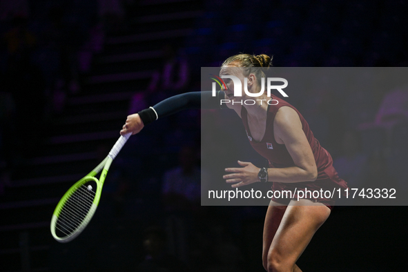 RIYADH, SAUDI ARABIA - NOVEMBER 05: Barbora Krejcikova of Czech Republic during her match against Jessica Pegula of USA, on day 4 of the 202...