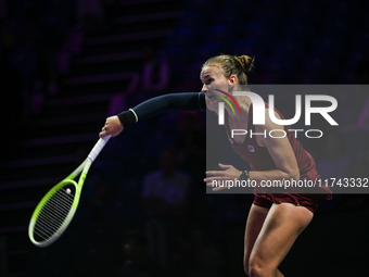 RIYADH, SAUDI ARABIA - NOVEMBER 05: Barbora Krejcikova of Czech Republic during her match against Jessica Pegula of USA, on day 4 of the 202...