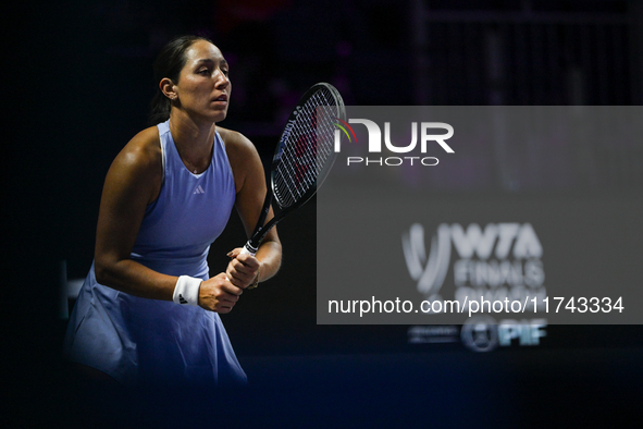 RIYADH, SAUDI ARABIA - NOVEMBER 05: Jessica Pegula of USA during her match against Barbora Krejcikova of Czech Republic, on day 4 of the 202...