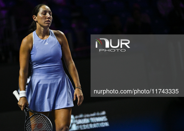 RIYADH, SAUDI ARABIA - NOVEMBER 05: Jessica Pegula of USA during her match against Barbora Krejcikova of Czech Republic, on day 4 of the 202...