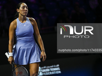 RIYADH, SAUDI ARABIA - NOVEMBER 05: Jessica Pegula of USA during her match against Barbora Krejcikova of Czech Republic, on day 4 of the 202...