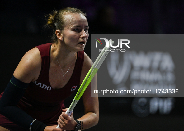 RIYADH, SAUDI ARABIA - NOVEMBER 05: Barbora Krejcikova of Czech Republic during her match against Jessica Pegula of USA, on day 4 of the 202...