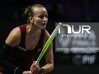 RIYADH, SAUDI ARABIA - NOVEMBER 05: Barbora Krejcikova of Czech Republic during her match against Jessica Pegula of USA, on day 4 of the 202...