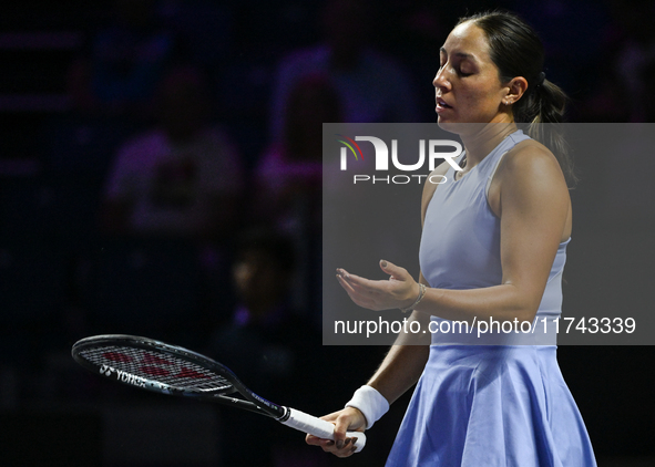 RIYADH, SAUDI ARABIA - NOVEMBER 05: Jessica Pegula of USA during her match against Barbora Krejcikova of Czech Republic, on day 4 of the 202...