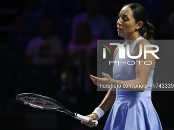 RIYADH, SAUDI ARABIA - NOVEMBER 05: Jessica Pegula of USA during her match against Barbora Krejcikova of Czech Republic, on day 4 of the 202...