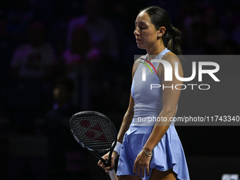 RIYADH, SAUDI ARABIA - NOVEMBER 05: Jessica Pegula of USA during her match against Barbora Krejcikova of Czech Republic, on day 4 of the 202...