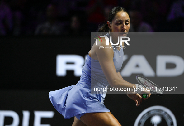 RIYADH, SAUDI ARABIA - NOVEMBER 05: Jessica Pegula of USA during her match against Barbora Krejcikova of Czech Republic, on day 4 of the 202...