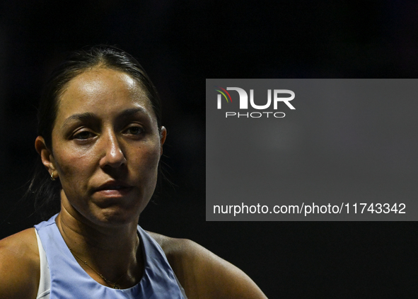 RIYADH, SAUDI ARABIA - NOVEMBER 05: Jessica Pegula of USA during her match against Barbora Krejcikova of Czech Republic, on day 4 of the 202...