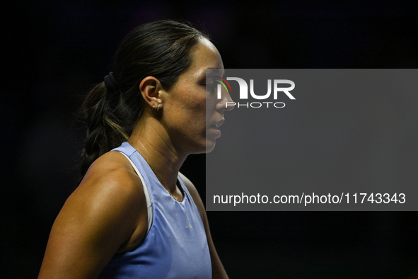 RIYADH, SAUDI ARABIA - NOVEMBER 05: Jessica Pegula of USA during her match against Barbora Krejcikova of Czech Republic, on day 4 of the 202...