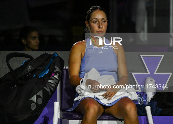 RIYADH, SAUDI ARABIA - NOVEMBER 05: Jessica Pegula of USA during her match against Barbora Krejcikova of Czech Republic, on day 4 of the 202...