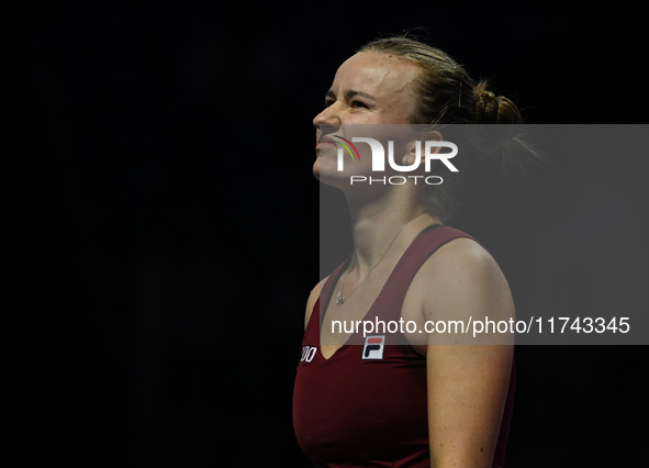 RIYADH, SAUDI ARABIA - NOVEMBER 05: Barbora Krejcikova of Czech Republic during her match against Jessica Pegula of USA, on day 4 of the 202...