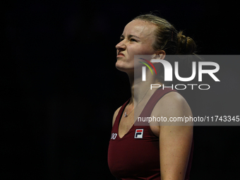 RIYADH, SAUDI ARABIA - NOVEMBER 05: Barbora Krejcikova of Czech Republic during her match against Jessica Pegula of USA, on day 4 of the 202...